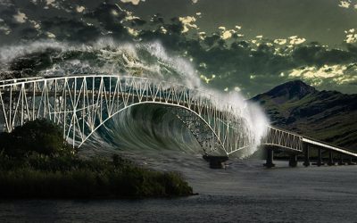 Matte Painting of Tidal Wave over San Juanico Bridge